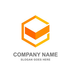 Yellow Hexagon Geometric Logo 