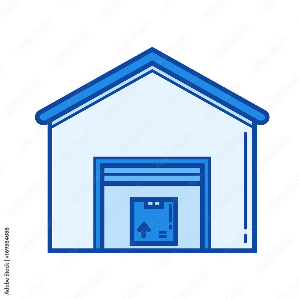 Poster warehouse vector line icon isolated on white background. warehouse line icon for infographic, websit