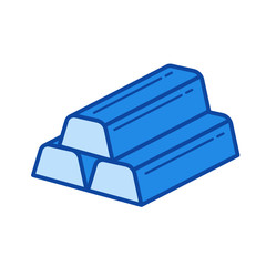 Gold nugget vector line icon isolated on white background. Gold nugget line icon for infographic, website or app. Blue icon designed on a grid system.