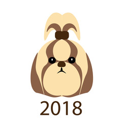 The icon. A funny portrait of a dog. 2018 year of the dog. illustration.
