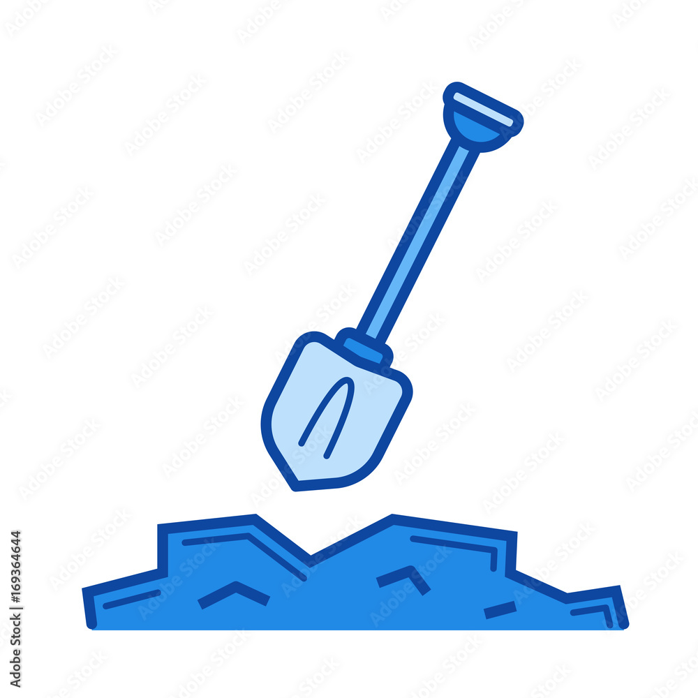 Poster digging vector line icon isolated on white background. digging line icon for infographic, website or