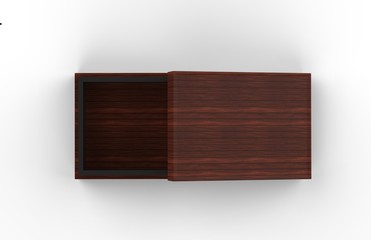 Elegant Wooden Box, Luxury Wooden Gift Set Box On Isolated White Background, Mock Up Template, Ready For Your Design, 3D Illustration