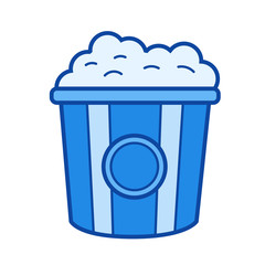 Popcorn vector line icon isolated on white background. Popcorn line icon for infographic, website or app. Blue icon designed on a grid system.