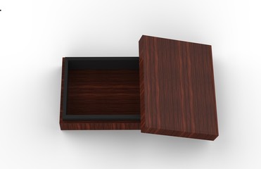 Elegant Wooden Box, Luxury Wooden Gift Set Box On Isolated White Background, Mock Up Template, Ready For Your Design, 3D Illustration