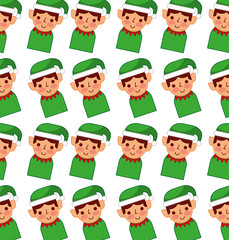christmas elf avatar character pattern background vector illustration design
