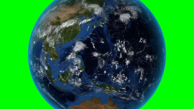 Vietnam. 3D Earth in space - zoom in on Vietnam outlined. Green screen background