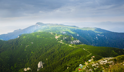 Naklejka na ściany i meble summer landscape in Ceahlau mountain, Romania