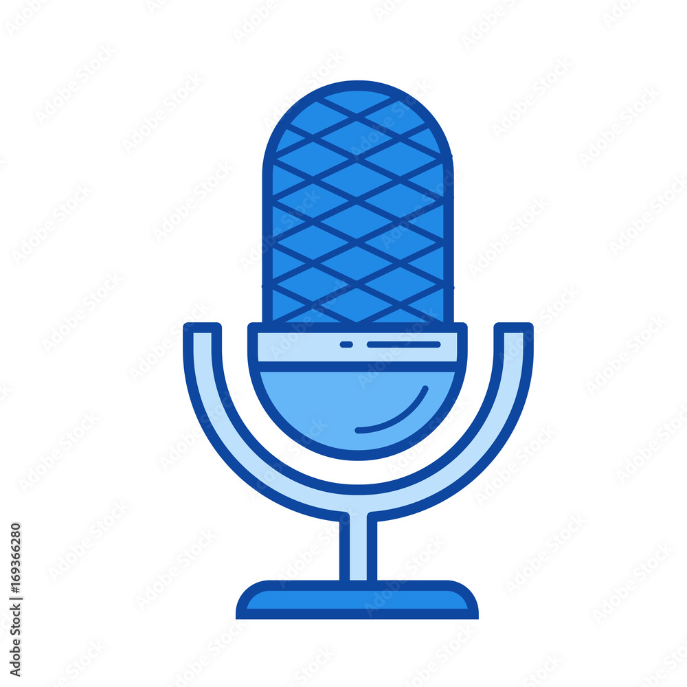Aufkleber record microphone vector line icon isolated on white background. record microphone line icon for inf