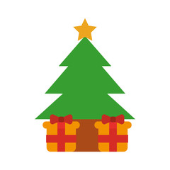 Fototapeta premium pine tree with gifts vector illustration design