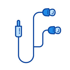 Mobile earphones vector line icon isolated on white background. Mobile earphones line icon for infographic, website or app. Blue icon designed on a grid system.