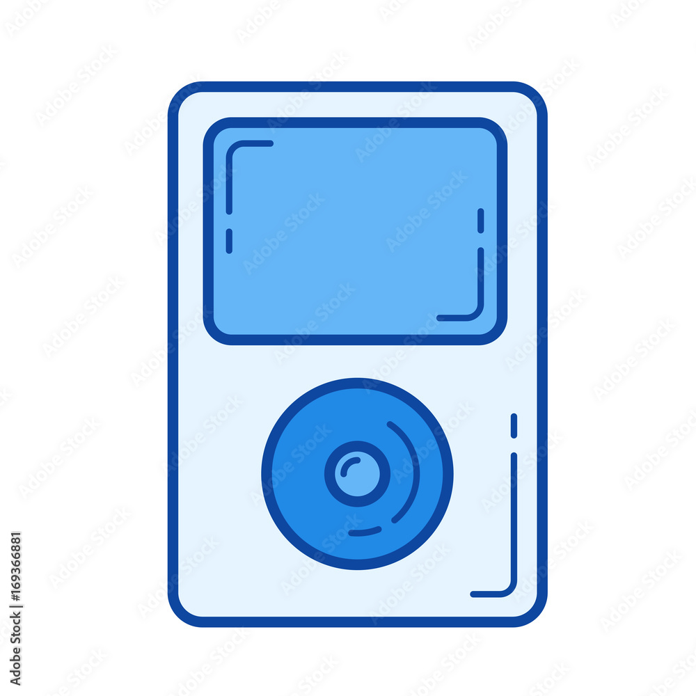 Aufkleber portable player vector line icon isolated on white background. portable player line icon for infogra