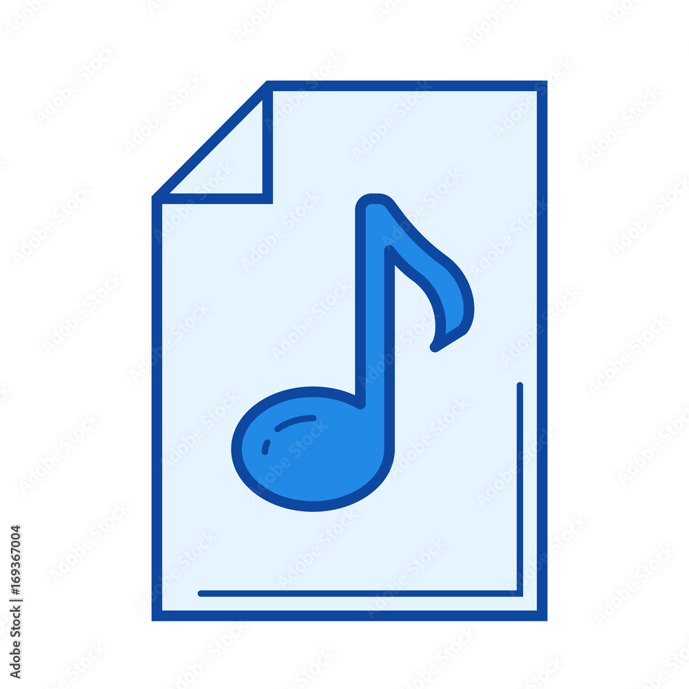 Aufkleber audio file vector line icon isolated on white background. audio file line icon for infographic, webs