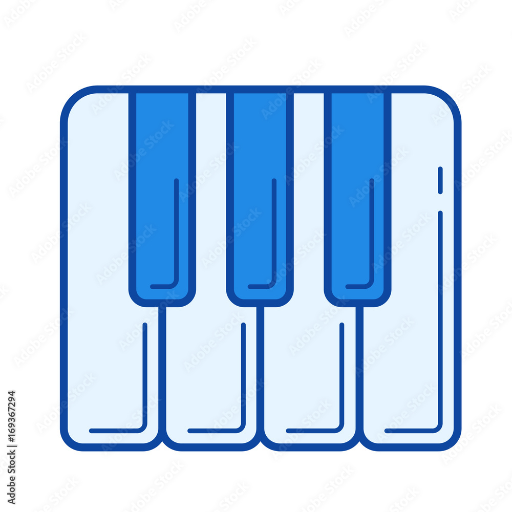 Poster piano keys vector line icon isolated on white background. piano keys line icon for infographic, webs
