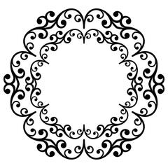 Elegant round black ornament in classic style. Abstract traditional pattern with oriental elements, Classic vintage pattern