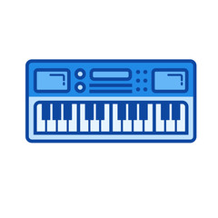 Midi keyboard vector line icon isolated on white background
