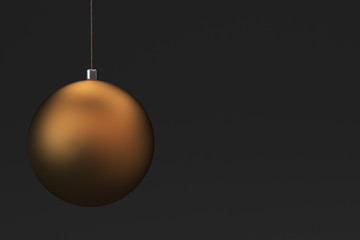 Gold christmas balls on black background