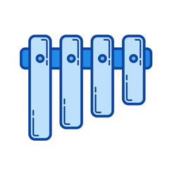 Pan flute vector line icon isolated on white background. Pan flute line icon for infographic, website or app. Blue icon designed on a grid system.