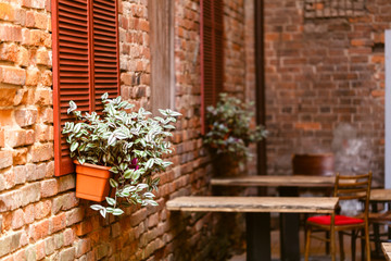 Fototapeta na wymiar Old fashioned cafe terrace