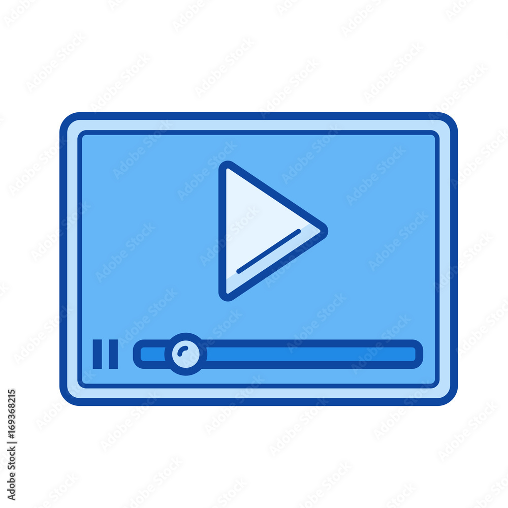 Poster media player vector line icon isolated on white background. media player line icon for infographic, 