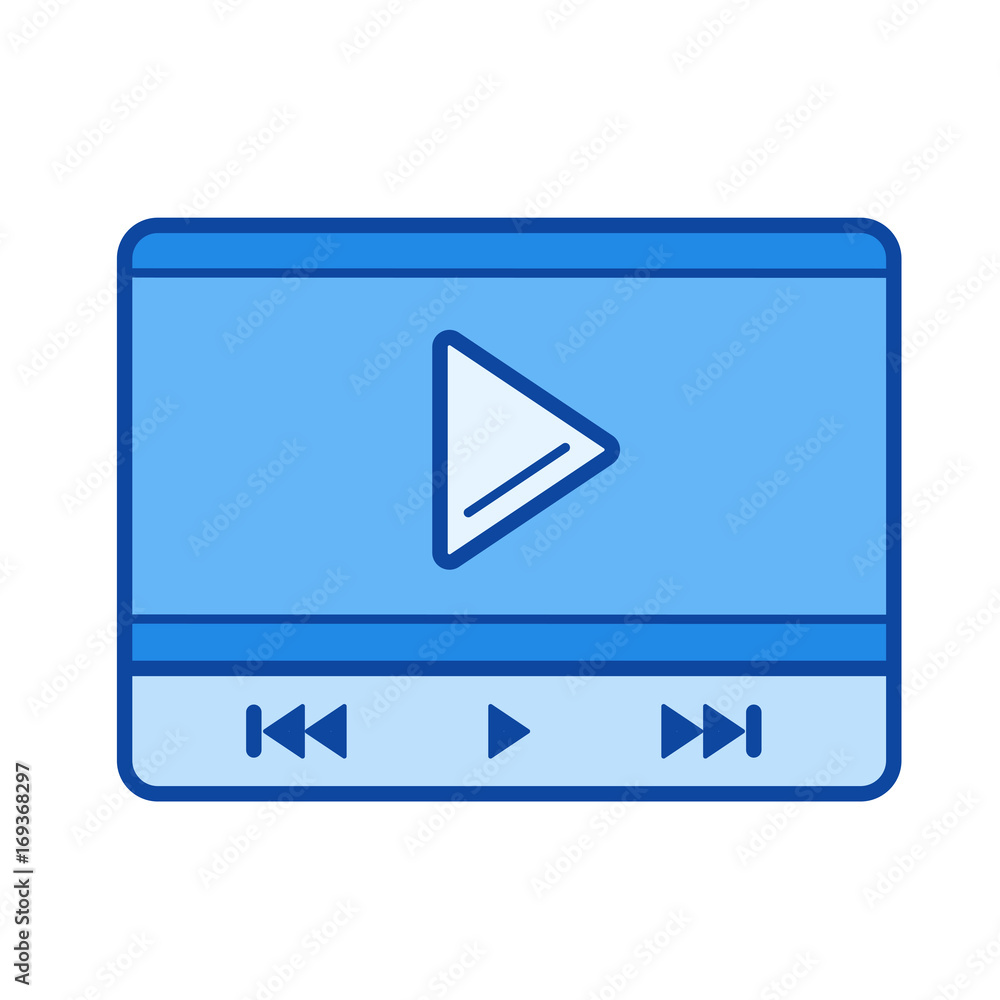 Aufkleber video player interface vector line icon isolated on white background. video player interface line ic