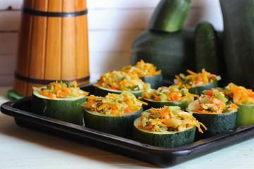 zucchini stuffed with vegetables dish
