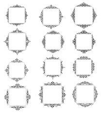 Vintage vector swirl frame set