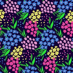 Küchenrückwand glas motiv Floral seamless background pattern with small flowers , spring - summer season. Vector illustration for textile, wrapping paper, wallpaper, curtains. © Elena