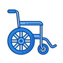Fototapeta na wymiar Wheelchair vector line icon isolated on white background. Wheelchair line icon for infographic, website or app. Blue icon designed on a grid system.