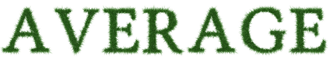 Average - 3D rendering fresh Grass letters isolated on whhite background.