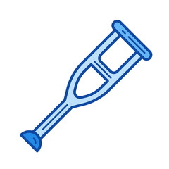 Crutch vector line icon isolated on white background. Crutch line icon for infographic, website or app. Blue icon designed on a grid system.