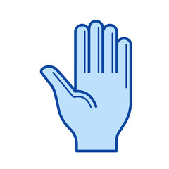 Hand vector line icon isolated on white background. Hand line icon for infographic, website or app. Blue icon designed on a grid system.