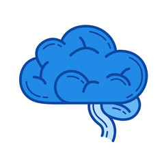 Brain vector line icon isolated on white background. Brain line icon for infographic, website or app. Blue icon designed on a grid system.