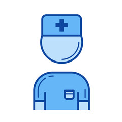 Doctor vector line icon isolated on white background. Doctor line icon for infographic, website or app. Blue icon designed on a grid system.