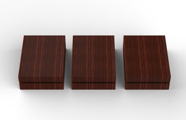 Elegant Wooden Box, Luxury Wooden Gift Set Box On Isolated White Background, Mock Up Template, Ready For Your Design, 3D Illustration
