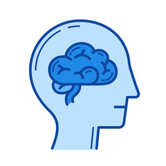 Brain vector line icon isolated on white background. Brain line icon for infographic, website or app. Blue icon designed on a grid system.
