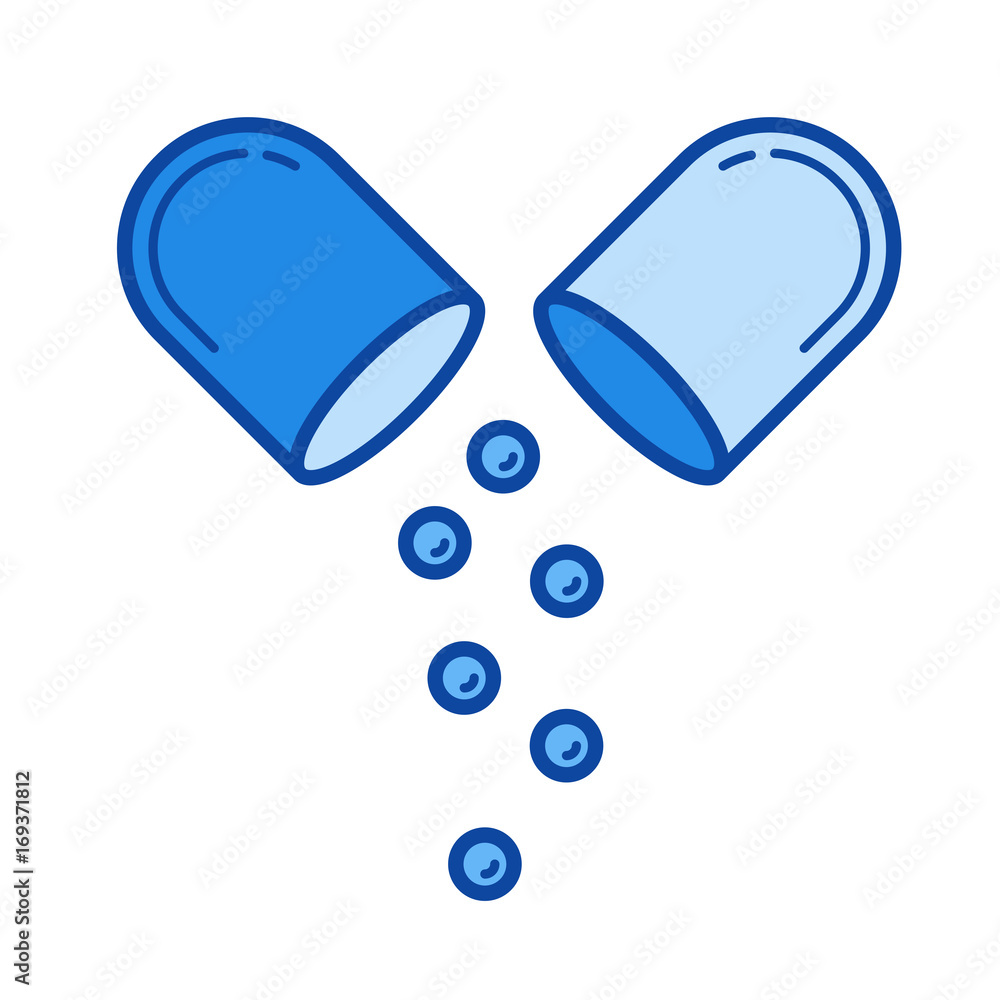 Poster capsule vector line icon isolated on white background. capsule line icon for infographic, website or