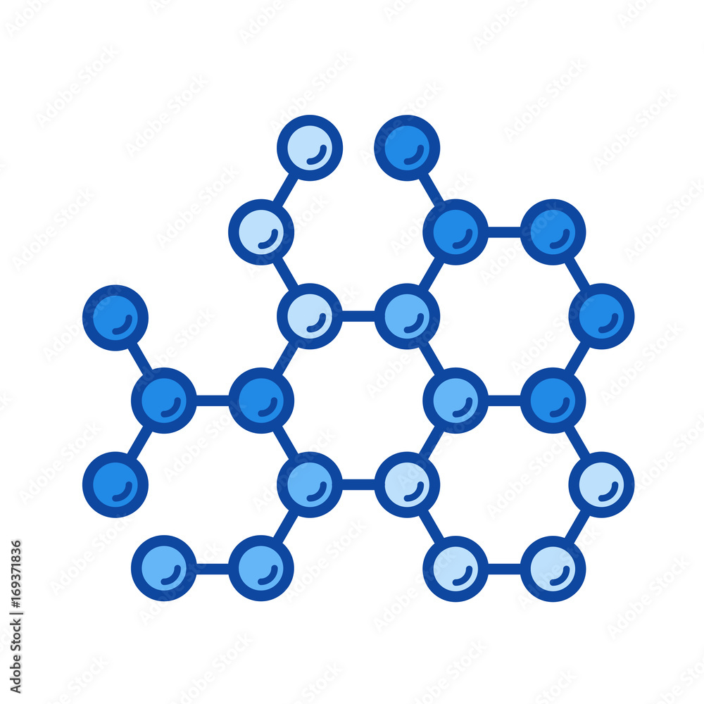 Poster molecular structure vector line icon isolated on white background. molecular structure line icon for