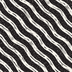 Decorative seamless pattern with doodle lines. Hand painted grungy wavy stripes background. Trendy endless freehand texture