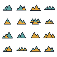 Vector flat mountains icons set