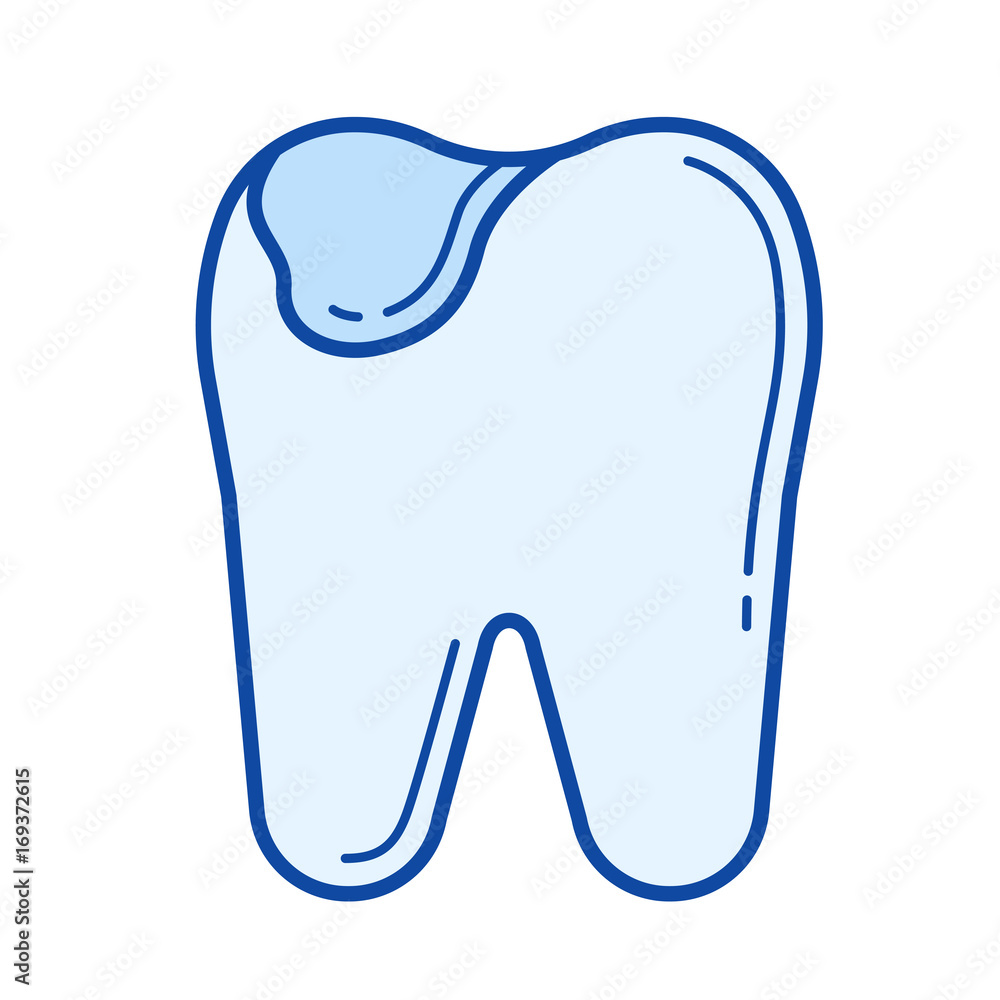 Poster tooth caries vector line icon isolated on white background. tooth caries line icon for infographic, 
