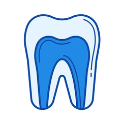 Dental pulp vector line icon isolated on white background. Dental pulp line icon for infographic, website or app. Blue icon designed on a grid system.