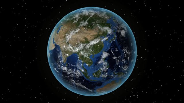 Armenia. 3D Earth in space - zoom in on Armenia outlined. Star sky background