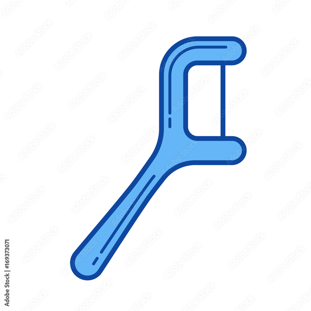 Poster floss pick vector line icon isolated on white background