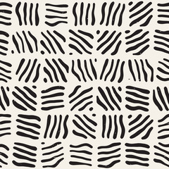 Seamless freehand pattern. Vector abstract rough lines background. Hand drawn strokes.