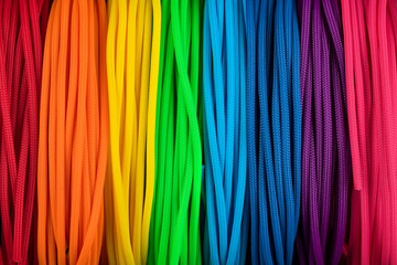 abstract rainbow background of colorful ropes 