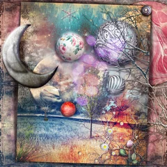 Poster Sprookjeslandschap met maan en sterren, © Rosario Rizzo