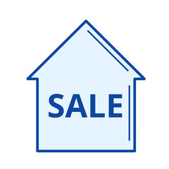 House for sale vector line icon isolated on white background. House for sale line icon for infographic, website or app. Blue icon designed on a grid system.