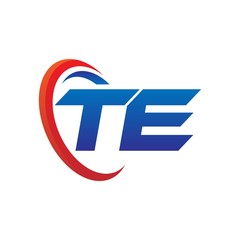 modern dynamic vector initial letters logo ta with circle swoosh red blue