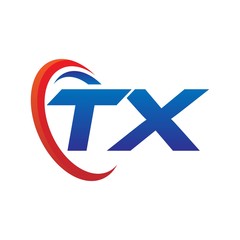 modern dynamic vector initial letters logo ta with circle swoosh red blue