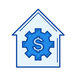 House price vector line icon isolated on white background. House price line icon for infographic, website or app. Blue icon designed on a grid system.